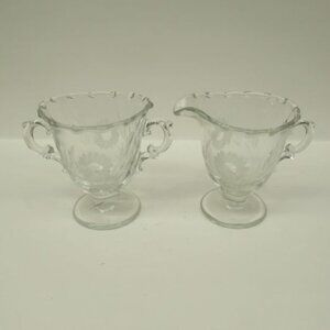 Fostoria Elegant Glass Crystal CENTURY 4 Inch Footed Creamer and Sugar Bowl